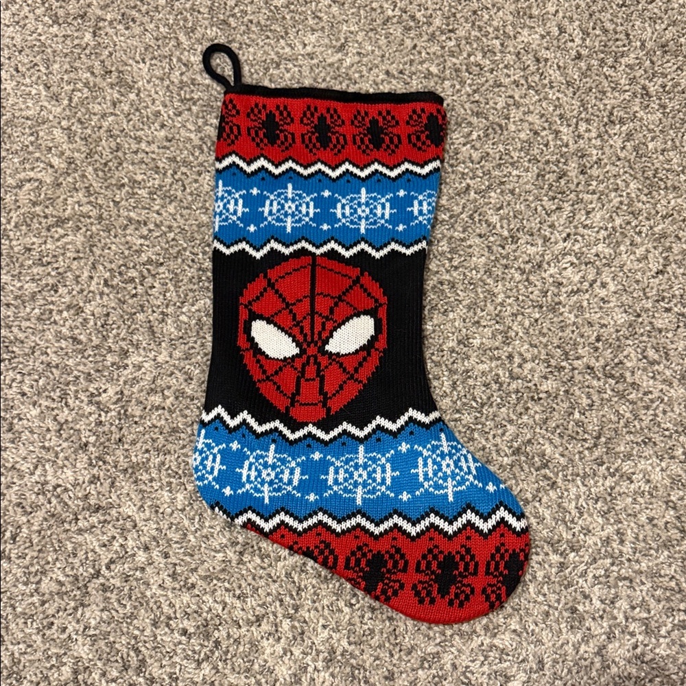 Spider-Man Themed Holiday Stocking in Red, Black & Blue